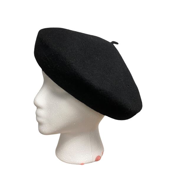 Vintage Lake Of Isles Black Wool Adult Size L Beret Cap Hat - Picture 3 of 11